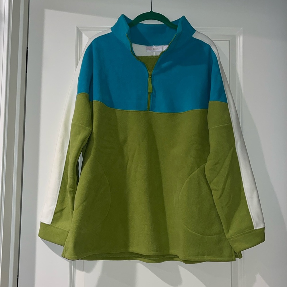 Tri-Color Block Fleece Half Zip, Belle by Kim Gravel